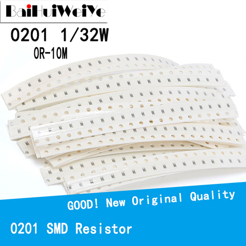 100PCS/LOTE 0201 SMD Resistor 0R-10M 1/20W 0 1 10 100 150 220 330 ohm 1K 2.2K 10K 100K 0R 1R 10R 100R 150R 220R 330R ► Photo 1/5