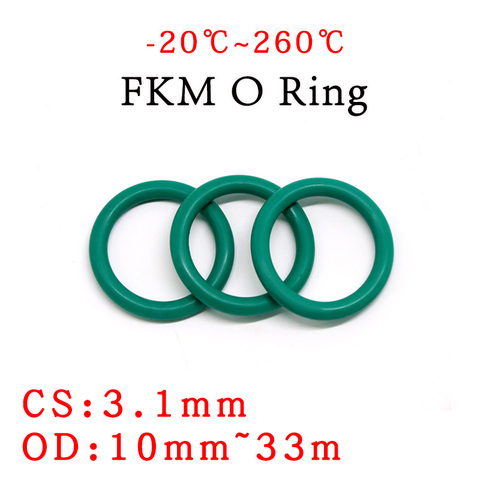 10pcs CS3.1mm OD 10~33mm Green  FKM Fluorine Rubber O Ring Sealing Gasket Insulation Oil High Temperature Resistance Green ► Photo 1/4