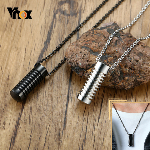 Vnox Stylish Screw Design Cylinder Memorial Urn Necklaces for Men Black Color Stainless Steel Cremation Keepsake Gifts Jewelry ► Photo 1/6