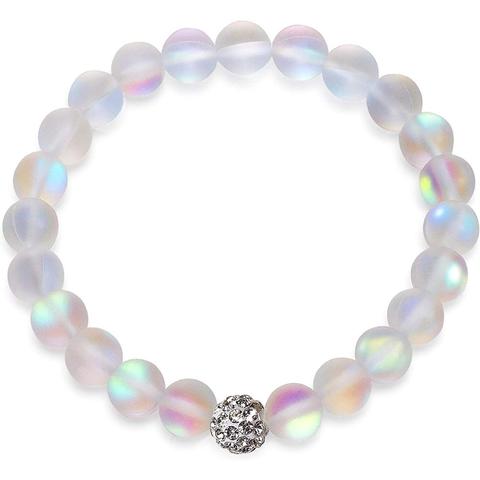 Mystic Mermaid Glass Friendship Bracelet with Frosted White 8mm Moonstone Beads Bracelet ► Photo 1/1