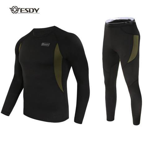 Thermal Underwear Outdoor Winter Sports Trainning Exercise Sets Fleece Suits Running Quick Drying Warm Underwear Men Clothing ► Photo 1/6