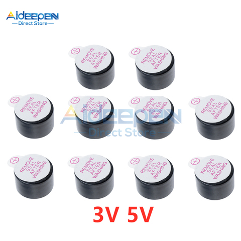 10Pcs 3V 5V Active Buzzer Magnetic Long Continous Beep Tone Alarm Ringer 12mm Mini Active Piezo Buzzers Fit For Computer Printer ► Photo 1/6