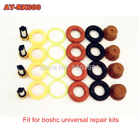 4sets  Fuel injector repair kit /injector parts for bosch universal including micro filter oring plastic gasket pintle cap ► Photo 1/6