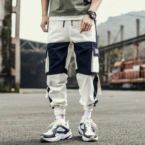 Mens Streets Print Baggy Pockets Cargo Trousers Casual Loose Harem