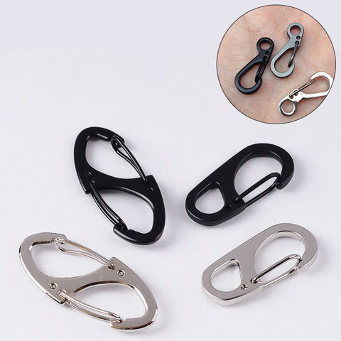 Mini Spring Keychain Classic Simple Carabiner Portable Gadget Men Women Black Silver Color Metal Buckle Hook Keychain Gifts ► Photo 1/6