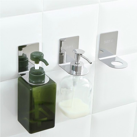 1pc Stainless Shampoo Holder Wall Mounted Shower Bottle Hanger Storage Rack for Bathroom Free Punching ► Photo 1/5