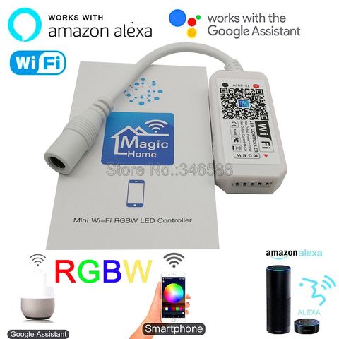 Magic Home Mini Wifi RGBW LED Controller DC 5-24V Smartphone APP Control Alexa Google Home Voice Control for 5050 RGBW Strip 12V ► Photo 1/6