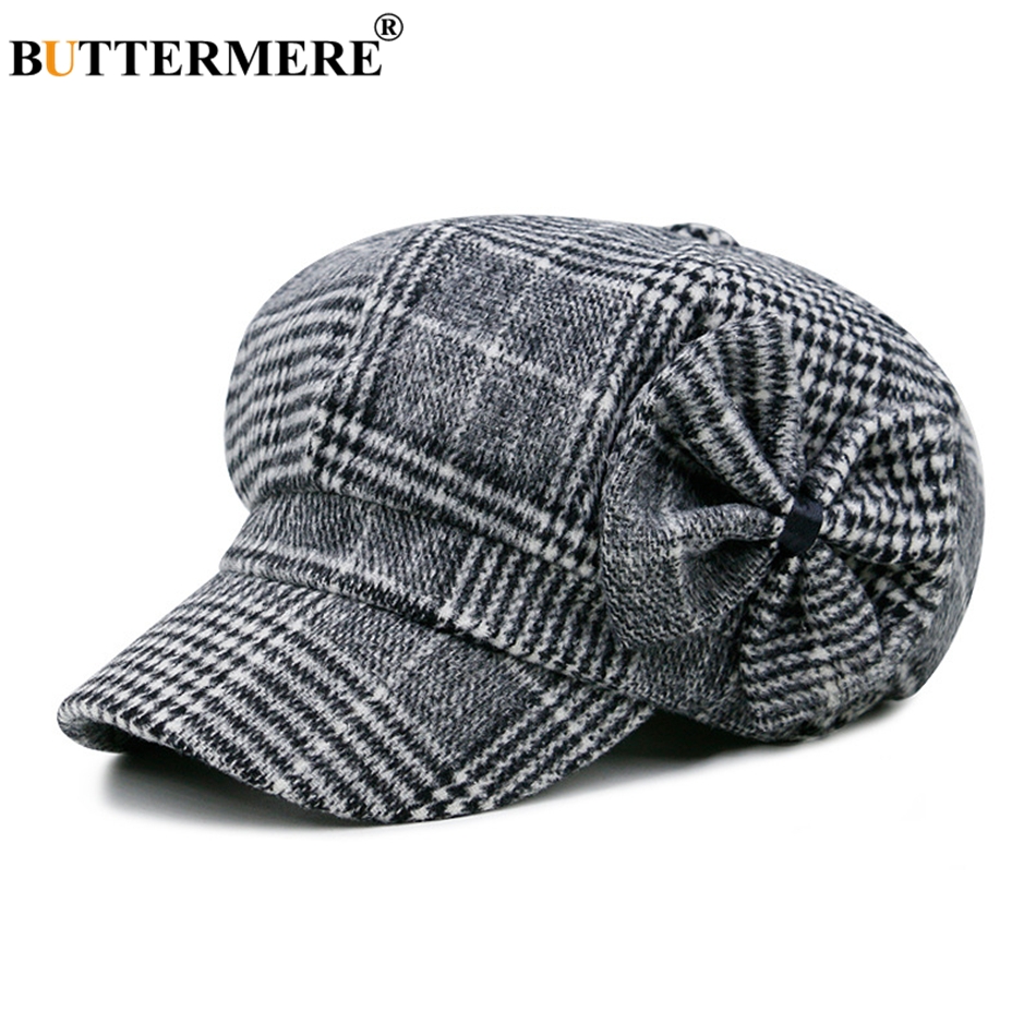 Buy Online Buttermere Baker Boy Hat Woman Newsboy Caps Bow Tweed England Style Beret Female Hat Herringbone Spring Painter Hats And Caps Alitools