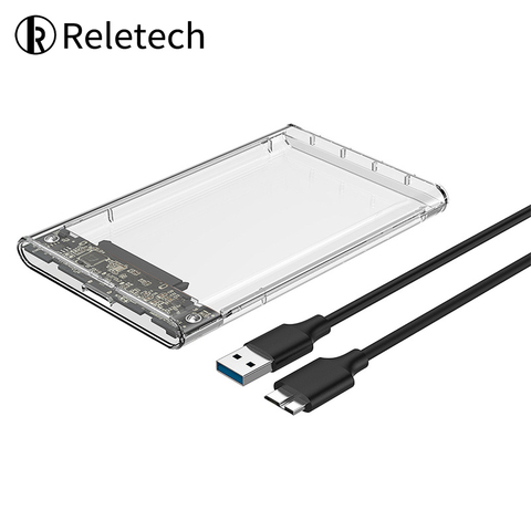 Reletech Hdd Case Sata To Usb 3.0 External Hard Drive Case Enclosure with Cable for 2.5 Inch SSD SATA Interface 5Gbps HDD Case ► Photo 1/6