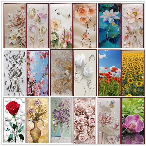 Beautiful Flower Stickers For Door 3D Self Adhesive Waterproof Poster For Girls Bedroom,Home Decor Mural Wall Decal Deurstickers ► Photo 1/6