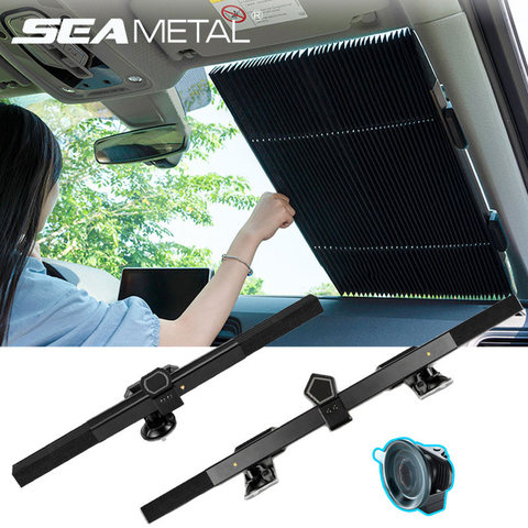 Car Retractable Windshield Sun Shades Universal Auto Sunshade Cover Fits for Most Vehicle Trucks SUV UV Protection Front Windows ► Photo 1/6