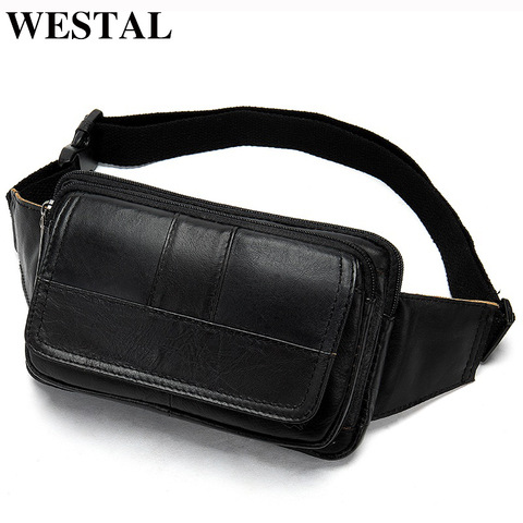 WESTAL Men's Waist Bags Genuine Leather Male Fanny Pack Phone Belt Bag Men Hip Bags Pouch Money Belt Bags Sport Waist Pack 8966 ► Photo 1/6