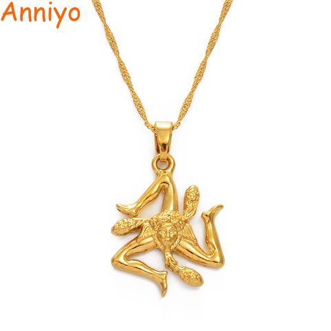 Anniyo Sicily Italy Cities Flag Pendant Necklaces,Gold Color Italian Sicilia Jewelry Gifts #237106 ► Photo 1/6