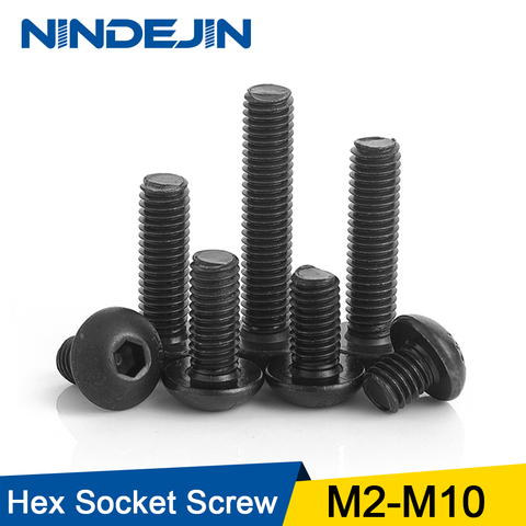 10-60pcs/lot ISO7380 Hex Screw M2 M2.5 M3 M4 M5 M6 M8 Black Button Head Hex Socket Cap Screw Hexagon Socket Round Head Screws ► Photo 1/5