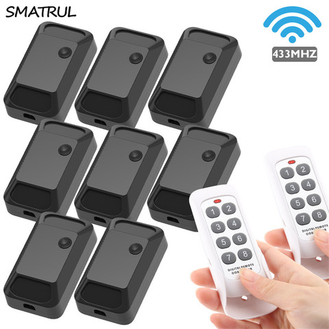 SMATRUL smart Wireless Switch Light Electrical 433MHZ RF 8 Key Remote Control Relay Receiver home led Lamp ON/OFF 220V 110V ► Photo 1/6