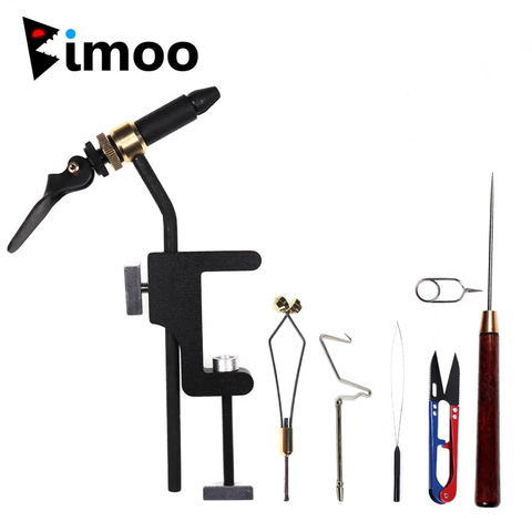 Bimoo Classic Fly Tying Vise Tools Fishing Brass C-clamp Rotating Hook Tool Bobbin Holder Threader Whip Finisher Hackle Pliers ► Photo 1/6