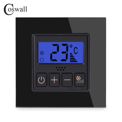 Coswall Crystal Glass Panel Thermostat Temperature Control LCD Display For Water/Electric Floor Heating Water/Gas Boiler Fan ► Photo 1/6