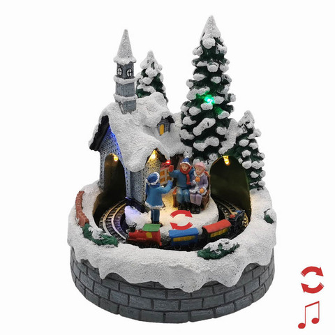 Animated Tabletop Christmas Village Santa Train Musical﻿ LED Xmas 2022 Holiday Home Decoration Kids Toy Gift ► Photo 1/3