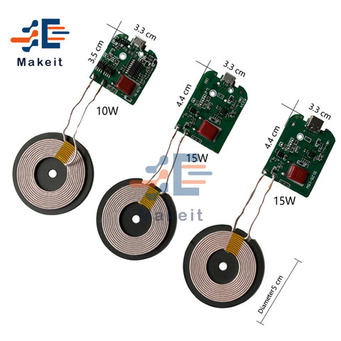 DC5V 9V 12V 5W 10W 15W Type-C Micro-USB Fast Charge Wireless Charger Transmitter PCBA Circuit Board Coil Receiver Charger Module ► Photo 1/6