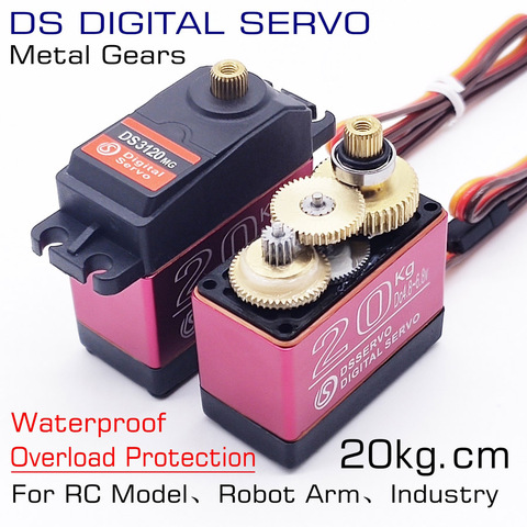 DS3120 20kg Waterproof Overload Protection Metal Gear Standard Digital Servo 1:8 1:10 1:12 RC Car Fix-Wing Robot Arm Arduino ► Photo 1/6