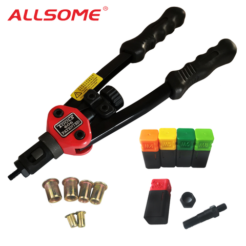 ALLSOME BT-606 RIVET NUT TOOL Hand Blind Riveter Hand Riveter Rivet Gun with 5 Metric Mandrels 50pcs Rivnuts ► Photo 1/6