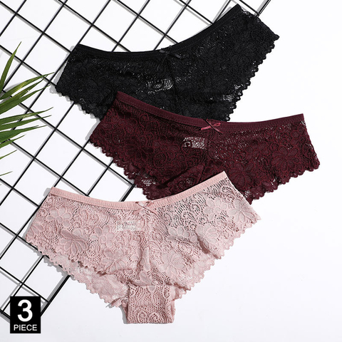 Panties for Woman Underwear Sexy Lace Breathable Female Panty Transparent Brief Girl Underpants Set M-XXL 3 Pcs/lot Dropshipping ► Photo 1/6