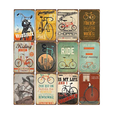 Ride Bicycle Metal Signs Vintage Riding Bike Retro Poste Bar Pub Club Decoration Shabby Chic Wall Art Painting Plaque 20x30cm ► Photo 1/6
