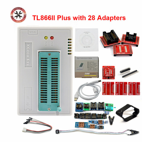 V7.21 TL866II Plus TL866A WITH 21 ADAPTER USB Universal Programmer Bios/ECU Programmer+24adapters 1.8V nand flash 24 93 25 mcu  ► Photo 1/6