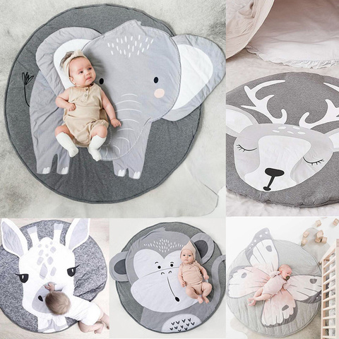 Buy Online Play Mat Cartoon Animal Baby Mat Newborn Infant Crawling Blanket Cotton Round Floor Carpet Rugs Mat For Kids Room Nursery Decor Alitools