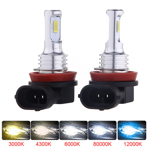 2PCS LED CSP Mini Car Headlight H11 H7 Bulb H1 H8 H9 9005 HB3 9006 HB4 3000K Fog Light 6000K Lamp 12000K Ice Blue Fog Light ► Photo 1/6