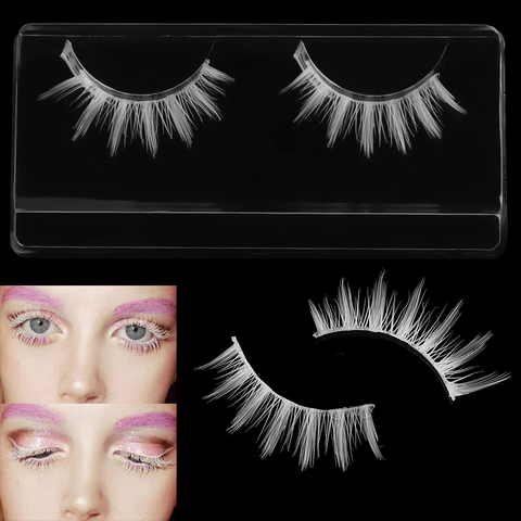 1 Pair White False Eyelashes Natural Eyelash Extension Handmade Cross Long Soft Fake Eyelashes Cosplay Eye Lashes Makeup Tools ► Photo 1/6