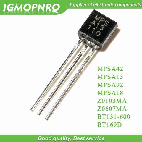 100pcs MPSA42 MPSA13 MPSA92 MPSA18 Z0103MA Z0607MA BT169D BT131-600 A42 A13 A92 0103MA Z0103 Z0607 0607MA 131-600 transistor ► Photo 1/6