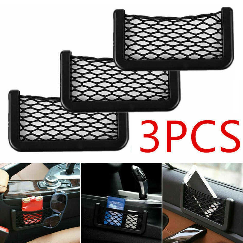 Hot Sale 3PCS Universal Car Seat Side Back Storage Net Bag Phone Holder Pocket Organizer  Double-Sided For The Net Bag ► Photo 1/1