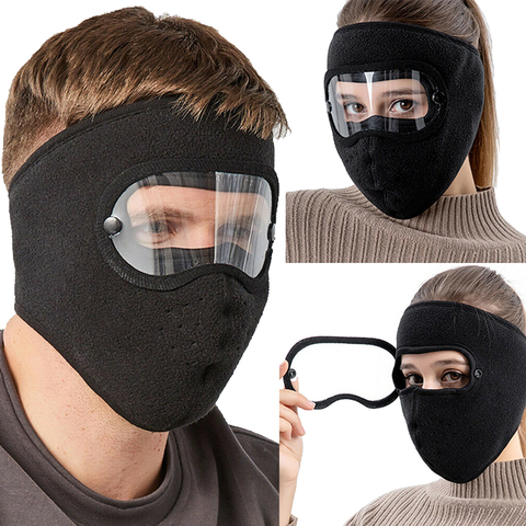 Windproof Anti dust Face Mask Cycling Ski Breathable Masks Fleece Face Shield Hood with High Definition Anti Fog Goggles ► Photo 1/1