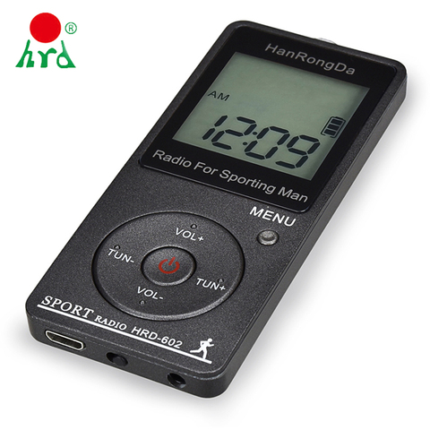 HanRongDa HRD-602 Portable Radio Receiver FM/AM Radio LCD Display Lock Button Pocket Radio with Earphone Sports Pedometer ► Photo 1/6