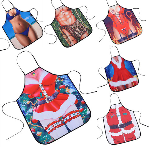 Chrismas BBQ Apron Multicolor Sexy Cooking Aprons Funny Novelty Naked Men Women Kitchen ► Photo 1/6