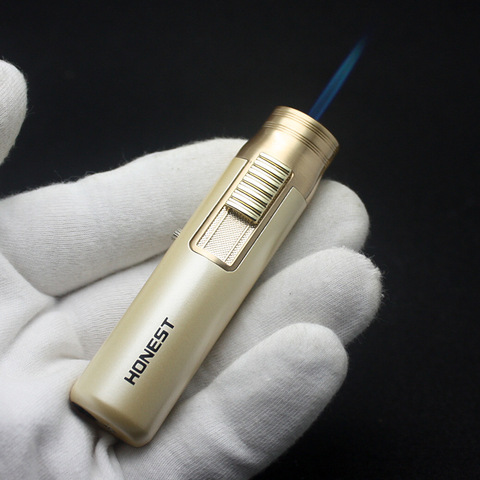Torch Turbo Jet Butane Gas Lighter Metal Strip Windproof Cigar Cigarette Lighter 1300 C  Fixed Fire Portable Gadgets For Men ► Photo 1/6