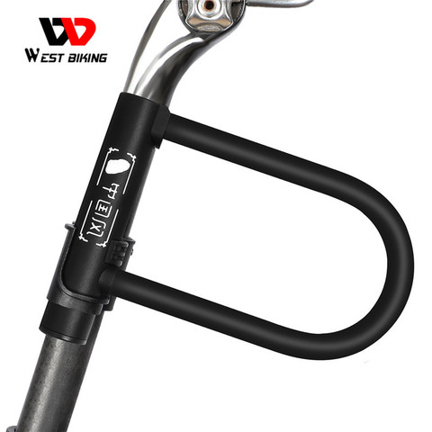 WEST BIKING Bold Bike U Lock Zinc Alloy Lock Core Bicycle Lock MTB Road Bike Motorcycle Lock Anti-Theft Bike Lock With Bracket ► Photo 1/6