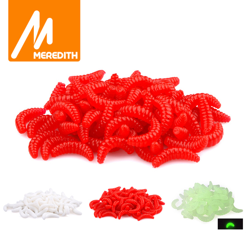 MEREDITH 50pcs 100pcs 150pcs 200pcs 2cm 0.38g maggot Grub Soft Fishing Lure Hooks Smell Worms Glow Shrimps Fish Lures ► Photo 1/6