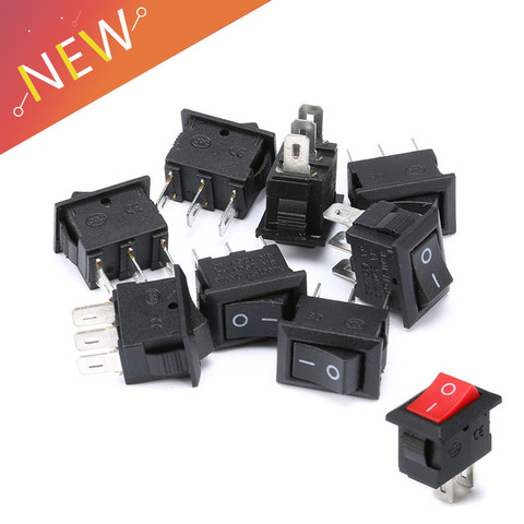 10PCS 3 Pin 2 Pin 3A 250V 10*15mm Black Button Rocker Switch ON OFF  AC 10X15 Mini Rocker Power Switches ► Photo 1/6