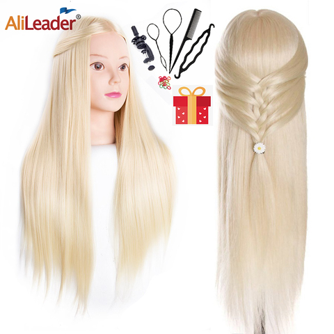 Alileader 65Cm Mannequin Head With Hair Training Head Hair Practice Barber 7 Styles Hair Training Head For Hairstyles Free Gift ► Photo 1/6