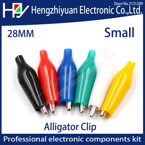 Hzy 28MM Insulation Metal Alligator Clip Electric Test  Lead colorful Red Black Blue Green White Yellow small crocodile clip ► Photo 1/2