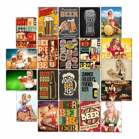 Pin Up Girls Beer Metal Signs Vintage Plaque Sexy Lady Pub Bar Wall Poster Painting Home Decor 20x30cm ► Photo 1/6