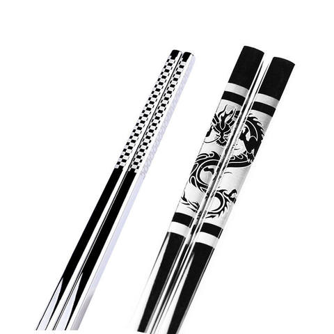 1pair Stainless Steel Anti Skid Dragon Chopsticks Sushi Metal Iron Portable Chinese Healthy Food stick for sushi chopsticks set ► Photo 1/6