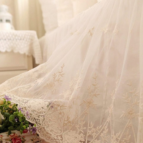 Luxury European bed spreads embroidery bedspread double layers cotton fabric with lace yarn bedskirt for wedding decoration gift ► Photo 1/4