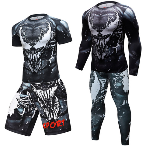 MMA BJJ Rashguard T Shirts+Pants Rash Guard Fitness Tracksuit Boxing Jerseys Muay Thai Compression Men MMA Kickboxing Sport Suit ► Photo 1/6