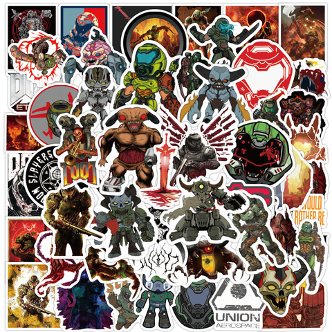 50PCS Game Doom:Eternal Stickers Laptop Guitar Luggage Skateboard Bike Waterproof Cool Graffiti Sticker Decal Kid Classic Toys ► Photo 1/6