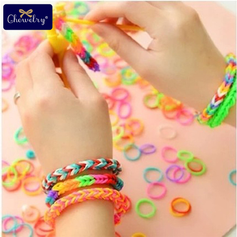 600 Pcs DIY Toys Rubber Loom Bands Set Kid Bracelet Silicone Rubber Bands Elastic Rainbow Weave Loom Bands Toy Children Goods ► Photo 1/6