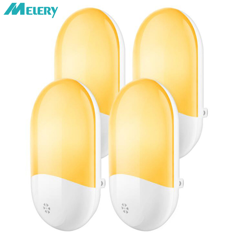 LED Sensor Light Plug-in Night Light Warm White LED Nightlight Dusk-to-Dawn for Bedroom Bathroom,Kitchen,Hallway,Stairs-4PACK ► Photo 1/6