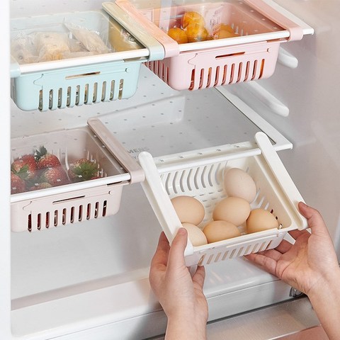 Adjustable Kitchen Fridge Storage Rack Home Organizer Food Container Refrigerator Drawer Storage Boxes Rack Retractable Shelf ► Photo 1/6